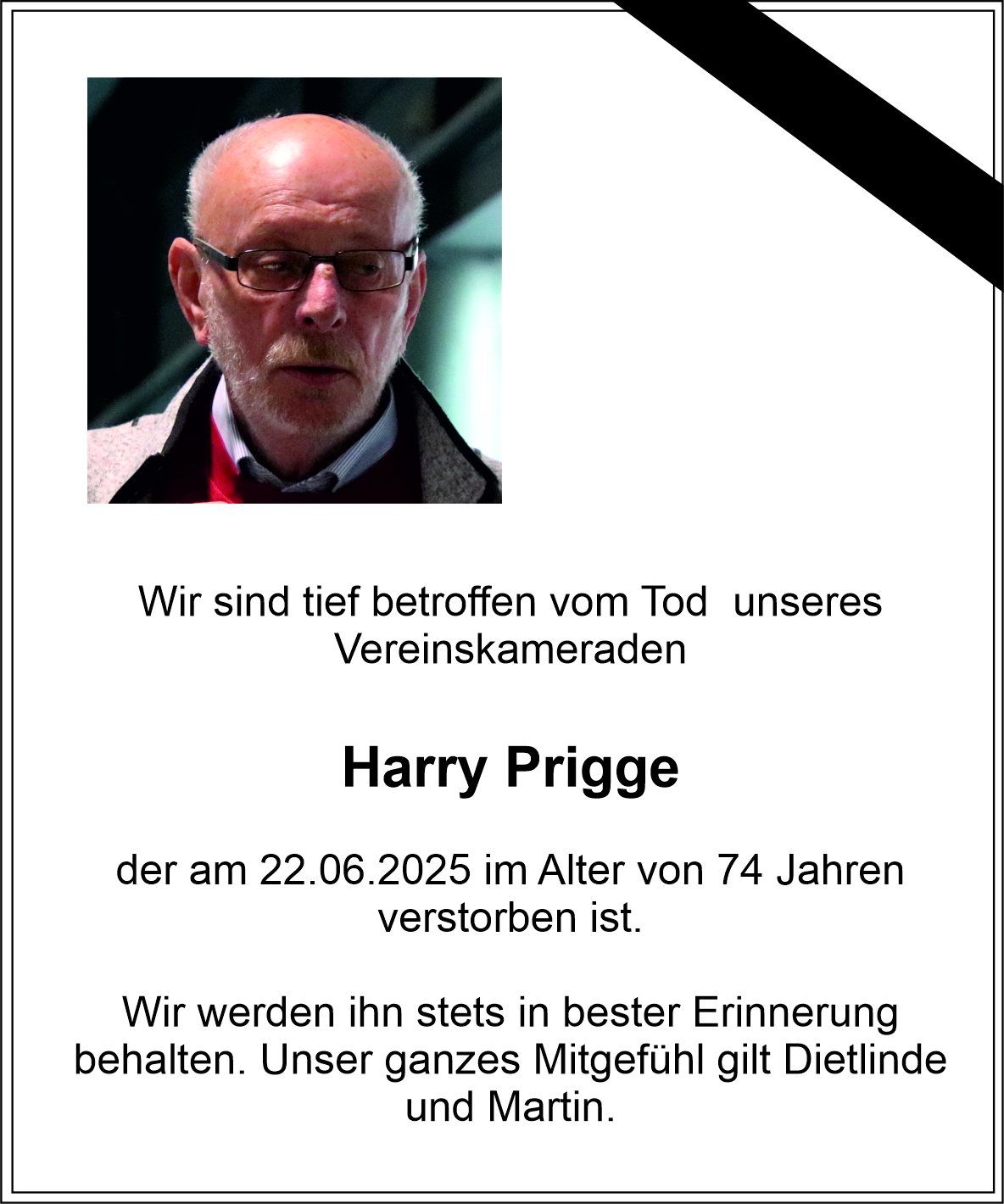 Nachruf Harry Prigge
